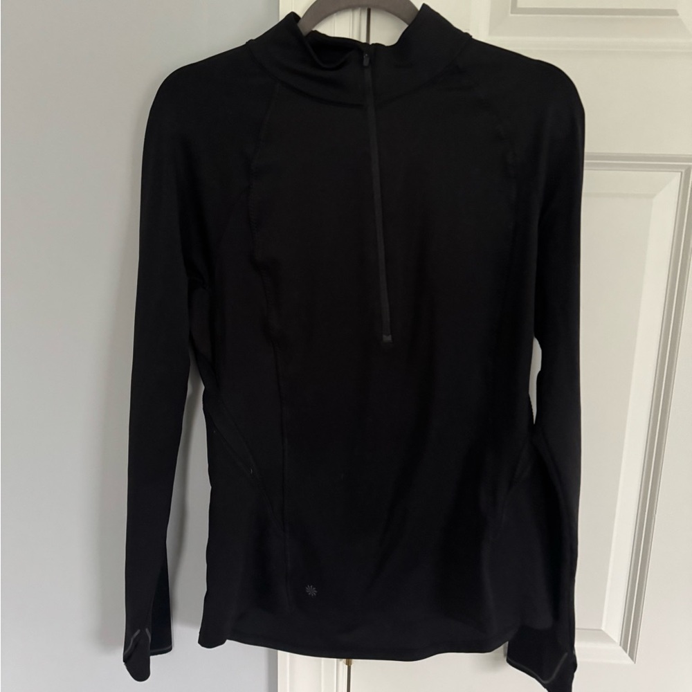 Athleta Black Long-Sleeve Pullover Top